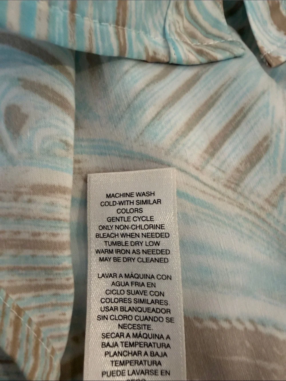 Chico's Aqua & Taupe Swirl-Pattern Button Down Shirt